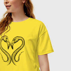 Футболка оверсайз женская Фламинго сердечко, цвет: желтый — фото 2