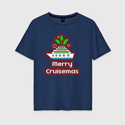 Футболка оверсайз женская Merry cruismas, цвет: тёмно-синий