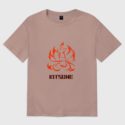 Женская футболка оверсайз Огненная лисица-демон