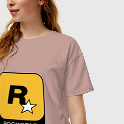 Футболка оверсайз женская Rockstar, цвет: пыльно-розовый — фото 2