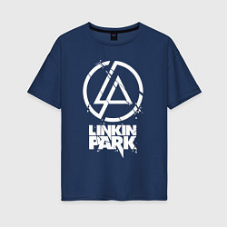 Футболка оверсайз женская Linkin Park - white, цвет: тёмно-синий