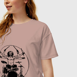 Футболка оверсайз женская Vitruvian six hand drummer, цвет: пыльно-розовый — фото 2