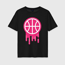 Женская футболка оверсайз Pink basketball