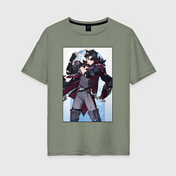 Женская футболка оверсайз Ризли Геншин импакт