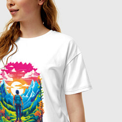 Футболка оверсайз женская Путешественник в горах, цвет: белый — фото 2