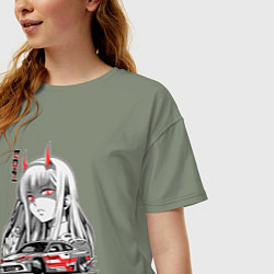 Футболка оверсайз женская Nissan Silvia S15 Drift Zero Two, цвет: авокадо — фото 2