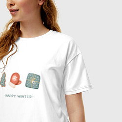 Футболка оверсайз женская Happy winter and New Year, цвет: белый — фото 2