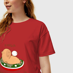 Футболка оверсайз женская Капибара на отдыхе зимой: я няша, цвет: красный — фото 2