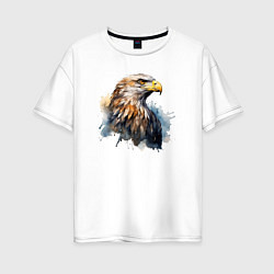 Женская футболка оверсайз Акварельный орел в брызгах краски