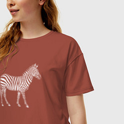 Футболка оверсайз женская Гравюра зебра в профиль, цвет: кирпичный — фото 2