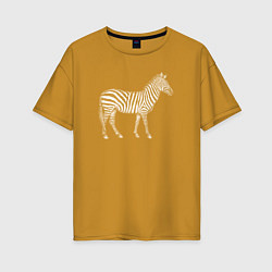 Женская футболка оверсайз Гравюра зебра в профиль