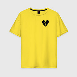 Футболка оверсайз женская Разбитое сердце в груди, цвет: желтый