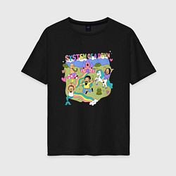 Женская футболка оверсайз System of a Down мультяшный стиль
