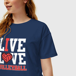 Футболка оверсайз женская Жить и любить волейбол, цвет: тёмно-синий — фото 2