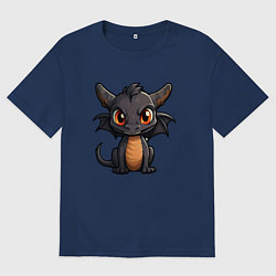 Футболка оверсайз женская Дракончик чудо с крыльями, цвет: тёмно-синий