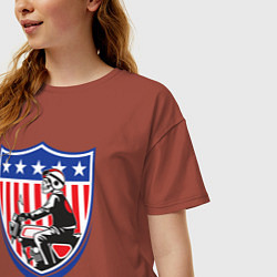 Футболка оверсайз женская Американский байкер, цвет: кирпичный — фото 2