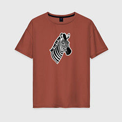 Женская футболка оверсайз Портрет зебры в пол оборота