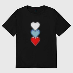 Женская футболка оверсайз Сердечки триколор