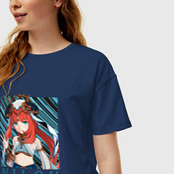 Футболка оверсайз женская Танцовщица Нилу, цвет: тёмно-синий — фото 2