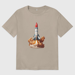 Женская футболка оверсайз Взлет космической ракеты