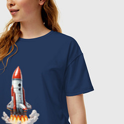 Футболка оверсайз женская Запуск космического корабля, цвет: тёмно-синий — фото 2