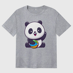 Женская футболка оверсайз Панда с мячиком