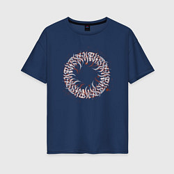 Женская футболка оверсайз Узор имитирующий буквы в круге