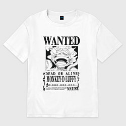 Футболка оверсайз женская Листовка Луффи 5 гир йонко One Piece, цвет: белый