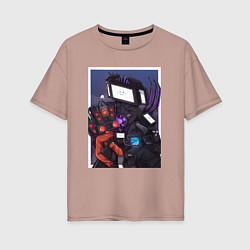 Женская футболка оверсайз ТВ Мен со Спикерменом и Камераменом