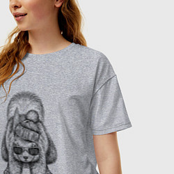 Футболка оверсайз женская Белка стильная, цвет: меланж — фото 2