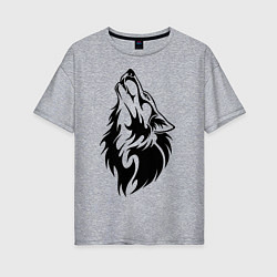 Женская футболка оверсайз Воющий волк