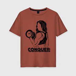 Женская футболка оверсайз Conquer