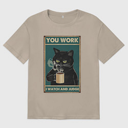 Женская футболка оверсайз Суровый кот начальник