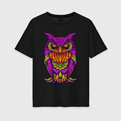 Футболка оверсайз женская Purple owl, цвет: черный