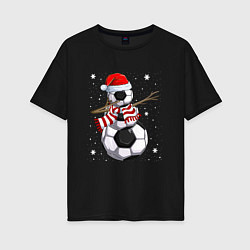 Футболка оверсайз женская Soccer snowman, цвет: черный