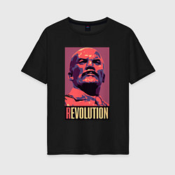Футболка оверсайз женская Lenin revolution, цвет: черный