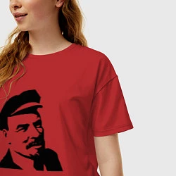 Футболка оверсайз женская Ленин в кепке, цвет: красный — фото 2