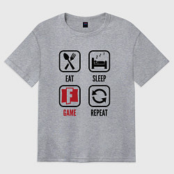 Футболка оверсайз женская Eat - sleep - Fortnite - repeat, цвет: меланж