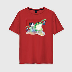 Женская футболка оверсайз Маомао чиби и лягушка - Монолог фармацевта