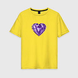Футболка оверсайз женская Фиолетовое алмазное сердце, цвет: желтый