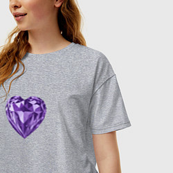 Футболка оверсайз женская Фиолетовое алмазное сердце, цвет: меланж — фото 2