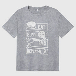 Женская футболка оверсайз Еда сон bmx