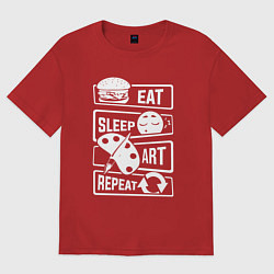 Женская футболка оверсайз Еда сон искусство