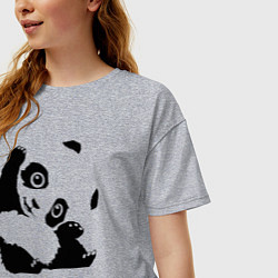 Футболка оверсайз женская I love panda, цвет: меланж — фото 2