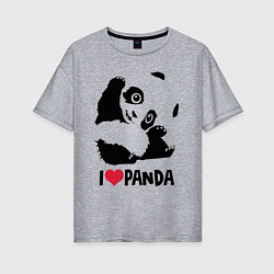 Футболка оверсайз женская I love panda, цвет: меланж