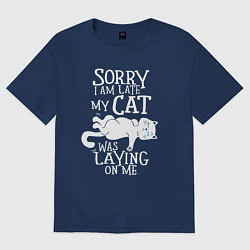 Женская футболка оверсайз Я опоздал потому что на мне лежалкот