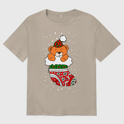 Женская футболка оверсайз Игрушечный мишка в носке