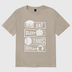 Женская футболка оверсайз Еда сон теннис
