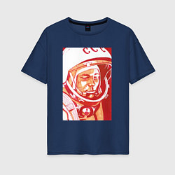 Футболка оверсайз женская Gagarin in red, цвет: тёмно-синий