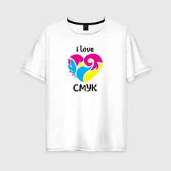 Женская футболка оверсайз I love cmyk